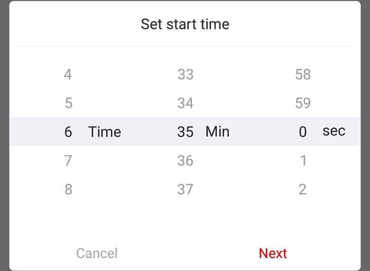 Backup start time